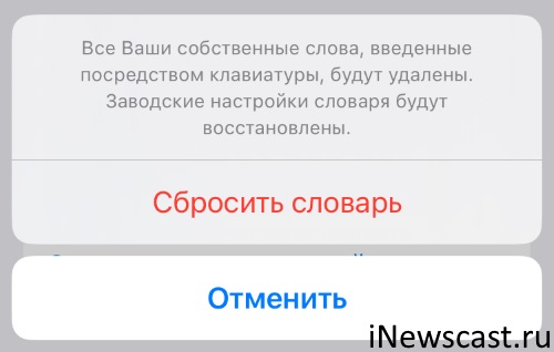 При сбросе словаря клавиатуры на iPhone будут восстановлены заводские настройки словаря! Что удалится если сбросить словарь клавиатуры на iPhone